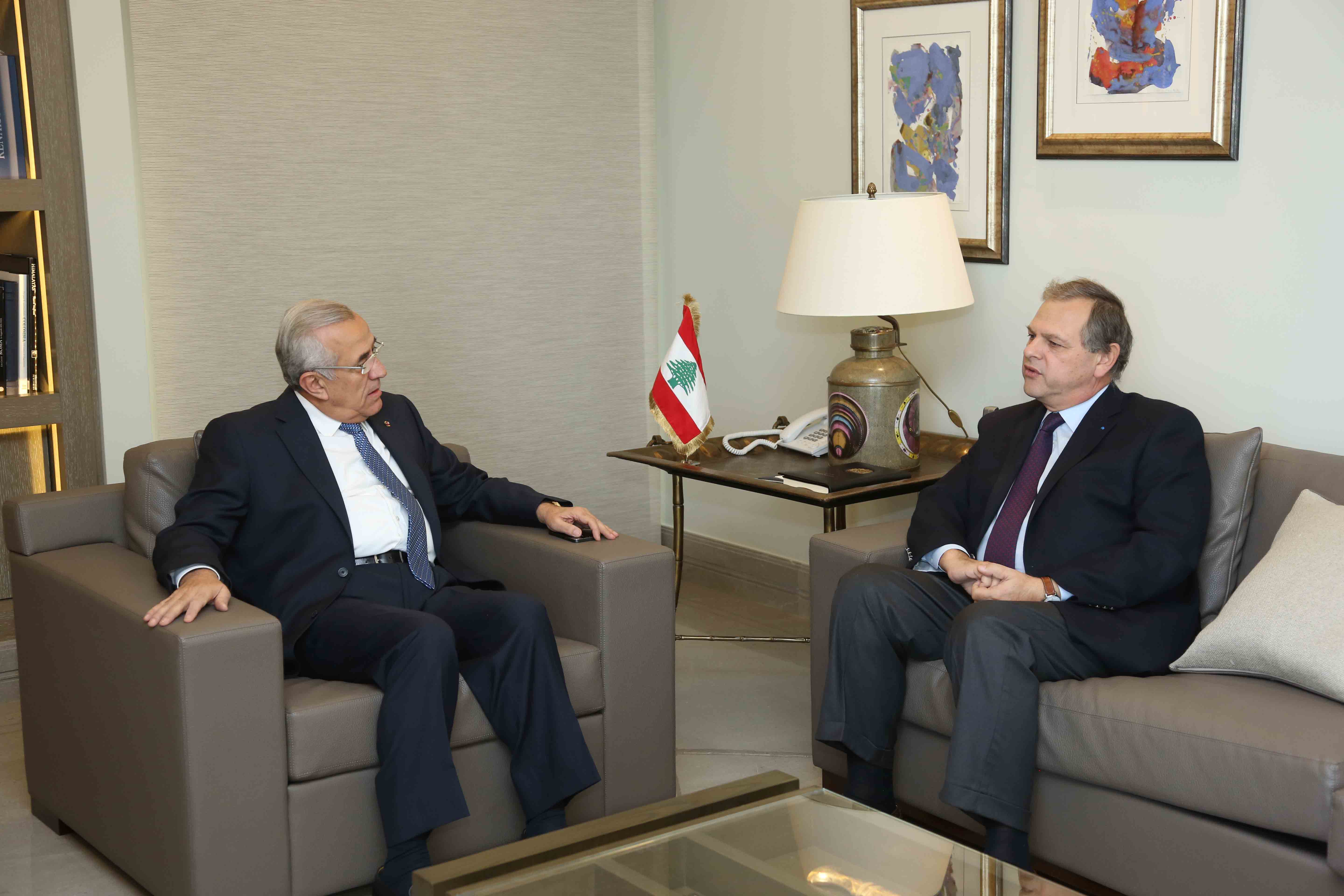 Former President Michel Sleiman Meets Minister Nabil De Freij